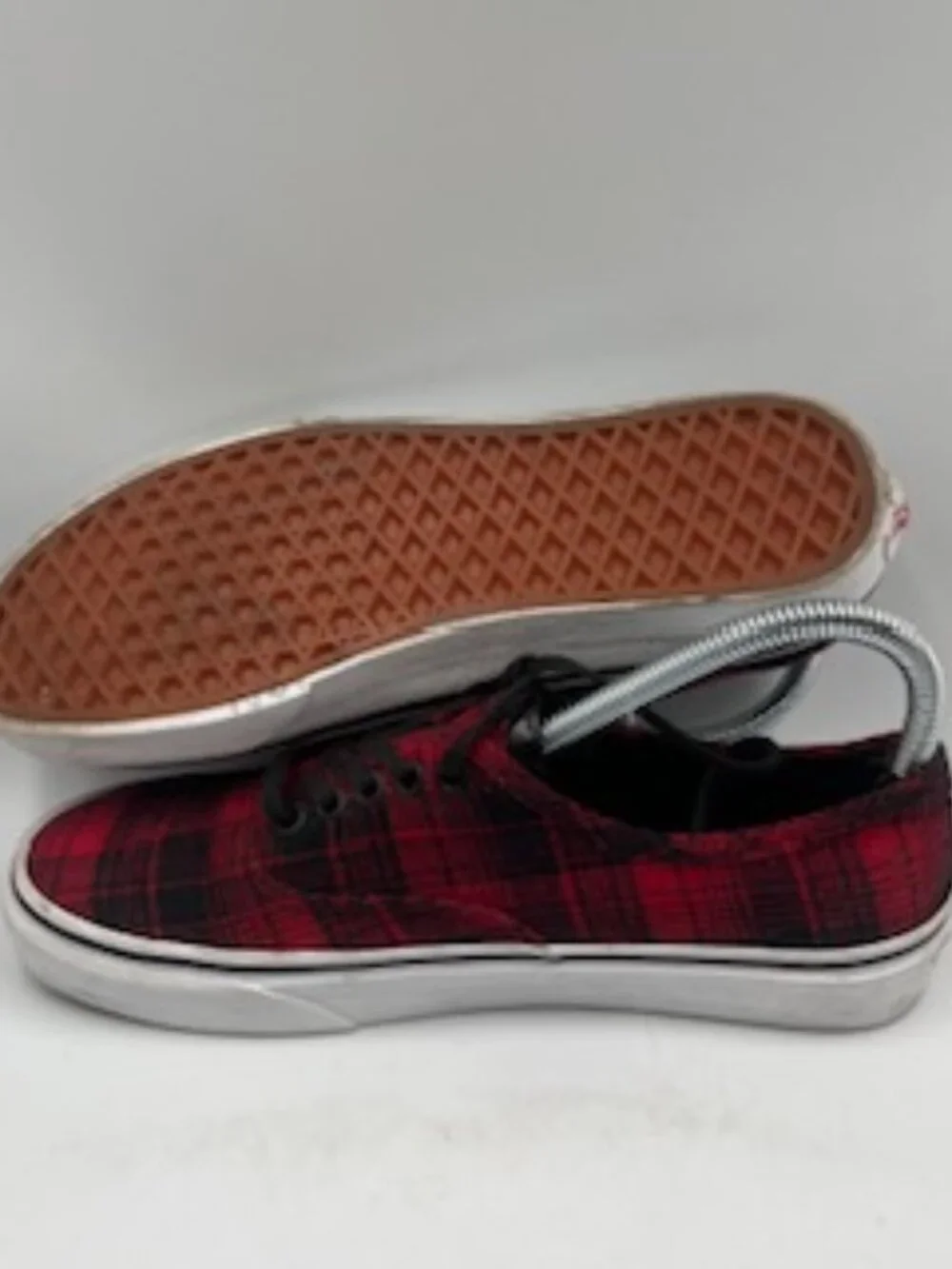 Vans Authentic Flannel Sneakers Unisex W8 M6.5 Red & Black Plaid low top lace up